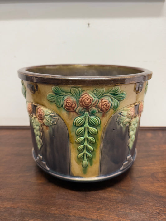 Antique Art Nouveau Style Majolica Jardiniere/Planter