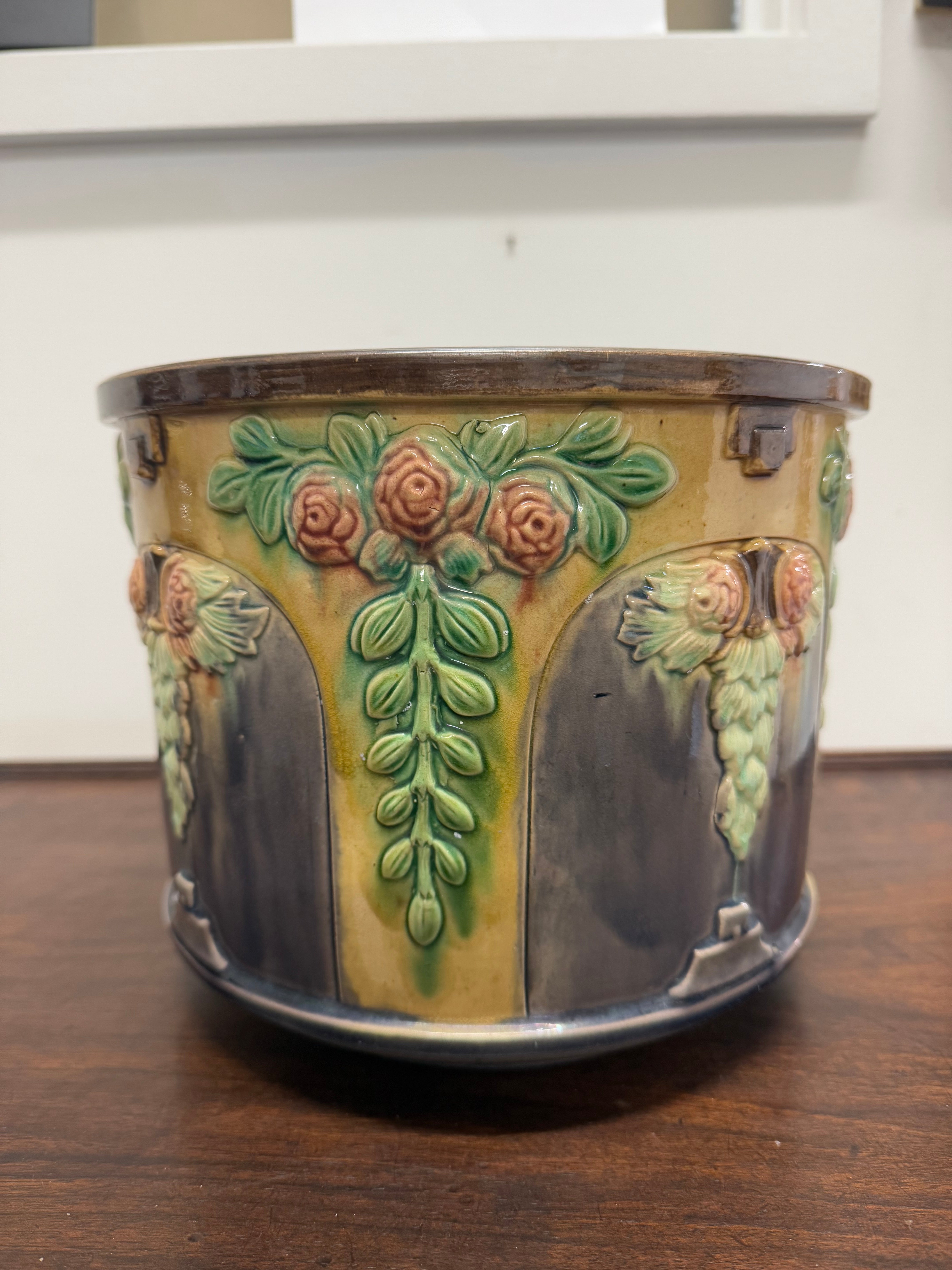 Antique Art Nouveau Style Majolica Jardiniere/Planter | Antique & Vintage | Moonee Ponds Antiques | Australia Wide