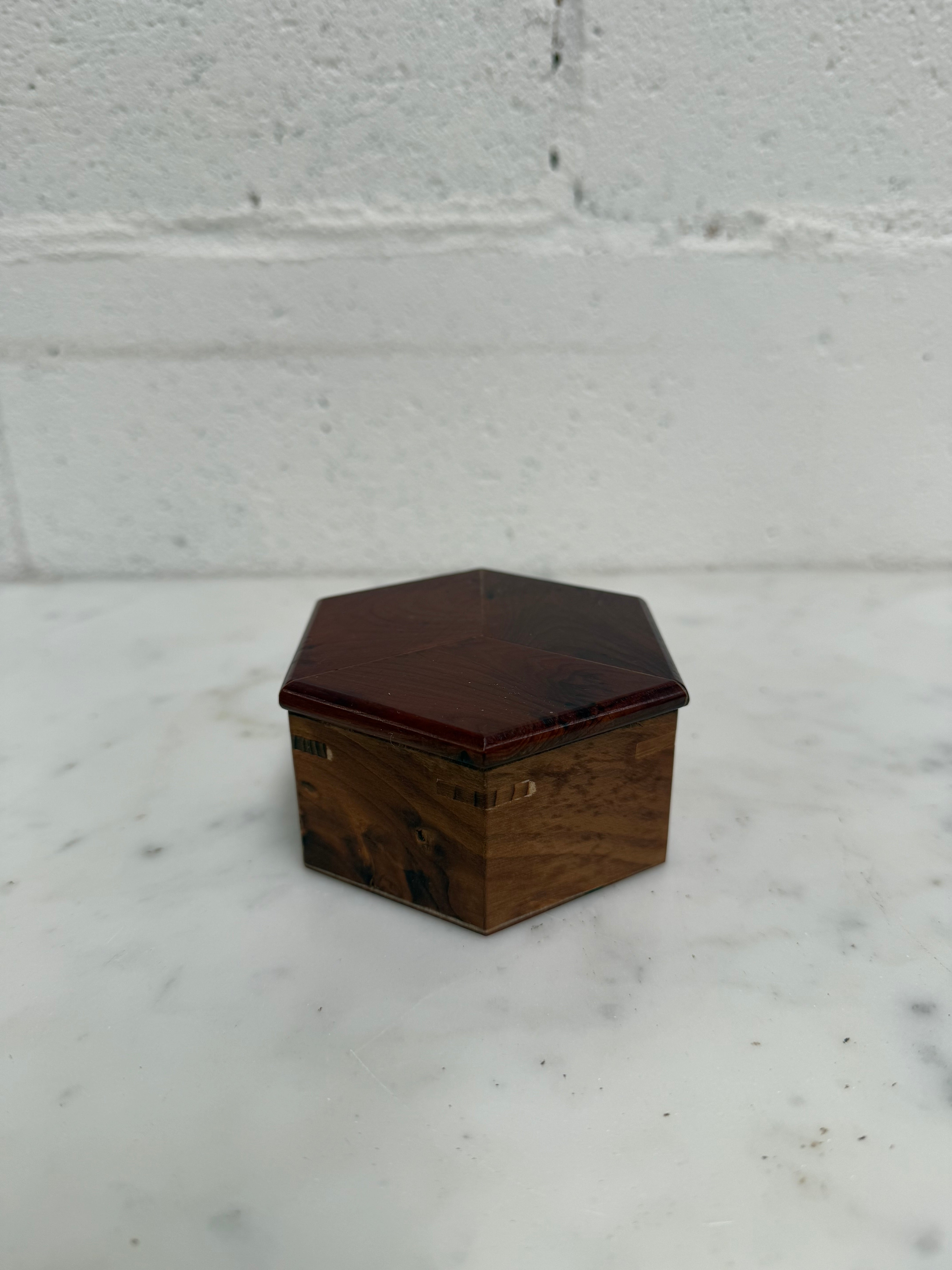 Hexagonal Wooden Trinket Box | Antique & Vintage | Moonee Ponds Antiques | Australia Wide Delivery