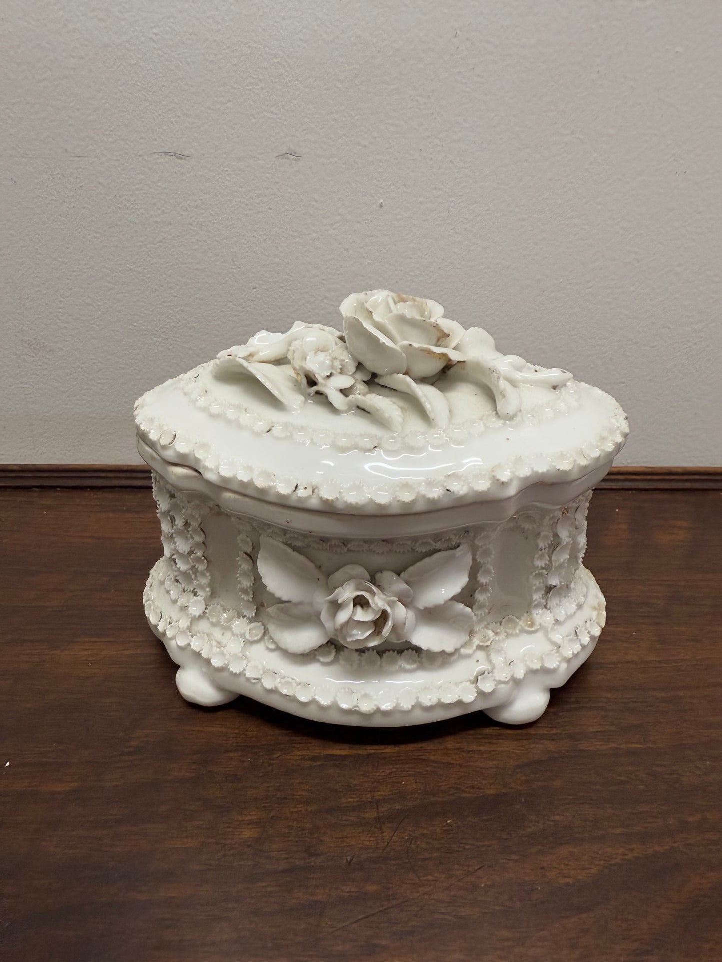Rare German Fairing Porcelain Trinket Box