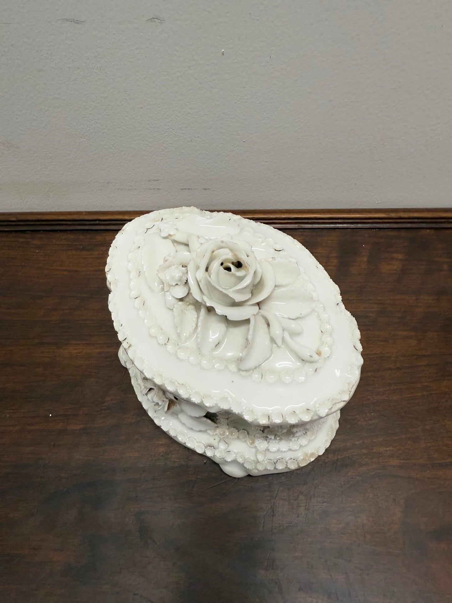 Rare German Fairing Porcelain Trinket Box