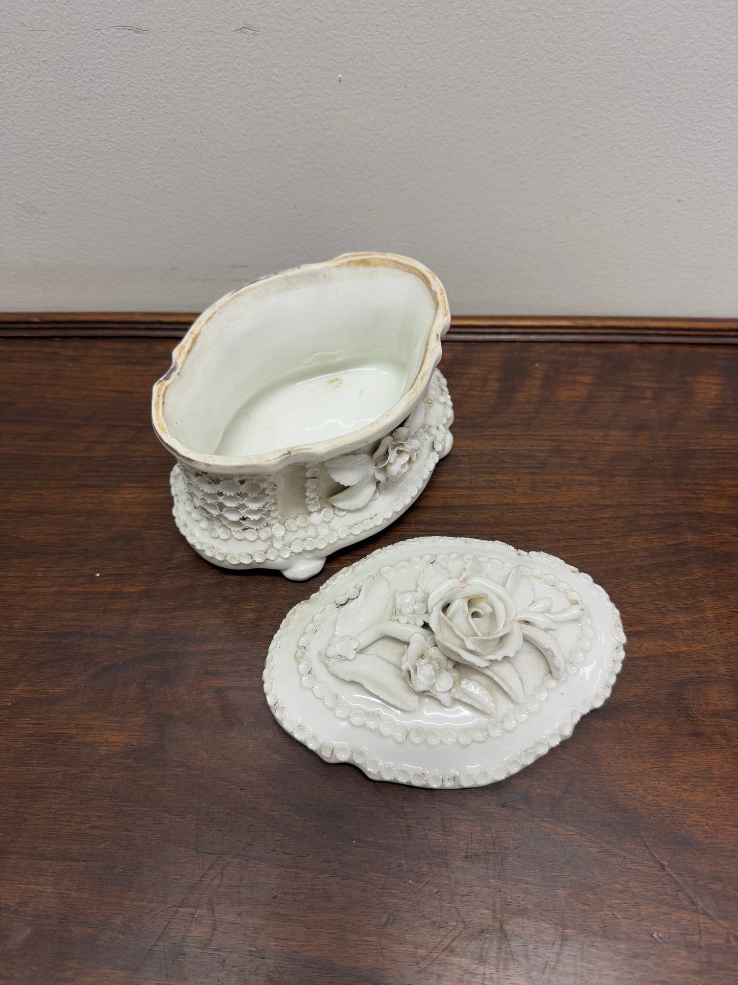 Rare German Fairing Porcelain Trinket Box