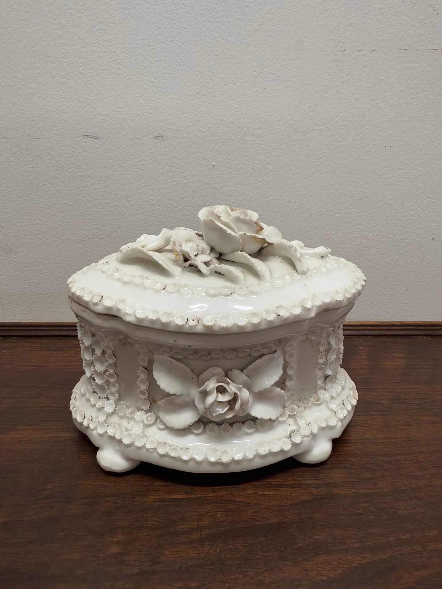 Rare German Fairing Porcelain Trinket Box