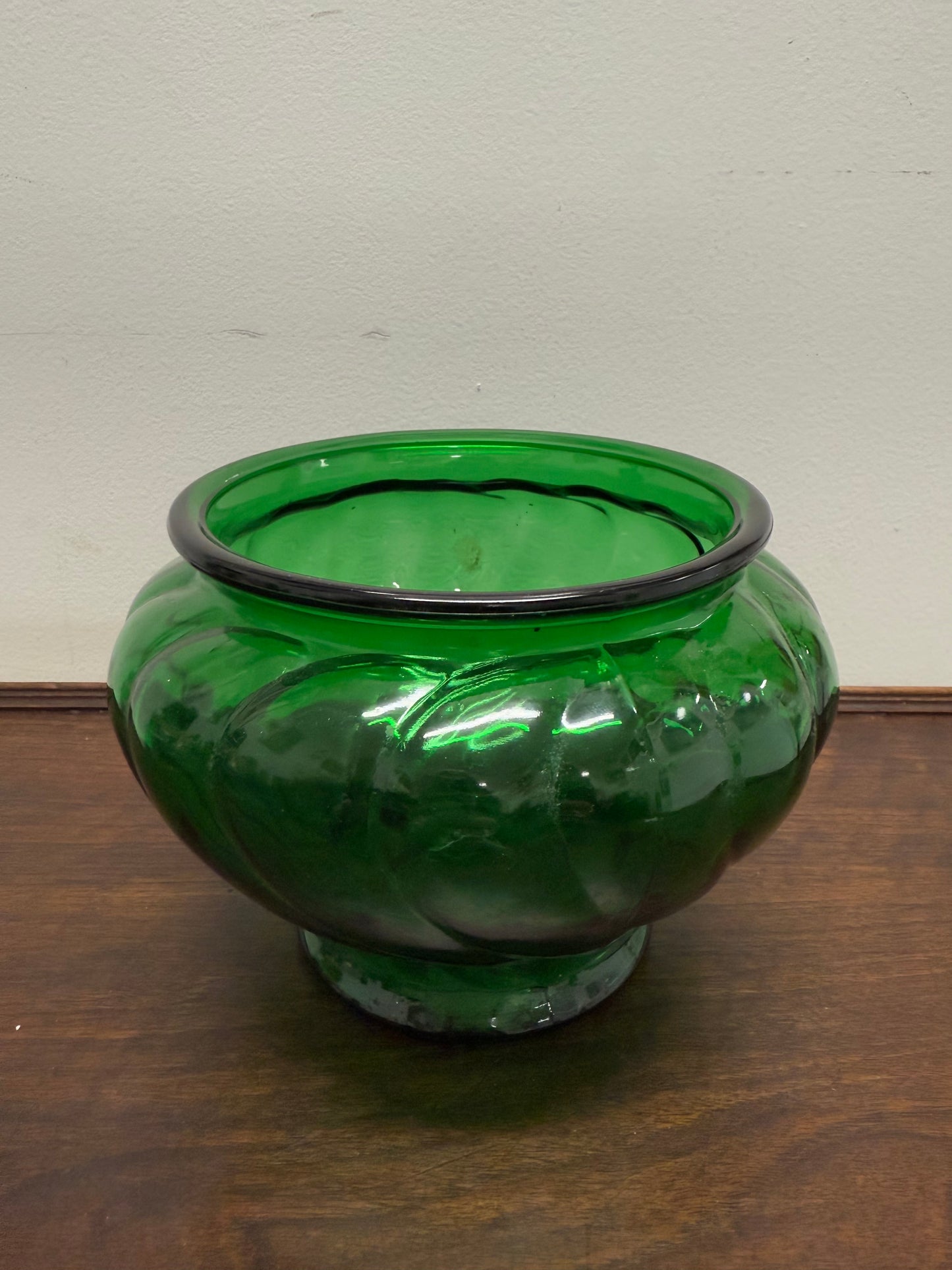 Vintage Napco Green Glass Bowl
