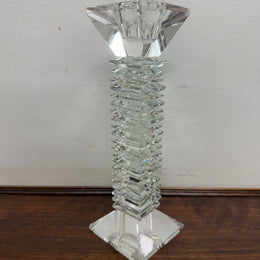 Vintage Medium Art Deco Revival Crystal Glass Candlestick