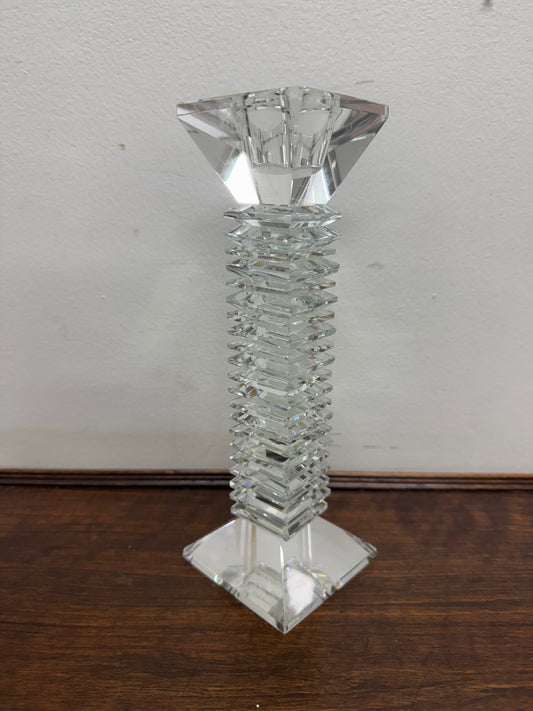 Vintage Medium Art Deco Revival Crystal Glass Candlestick