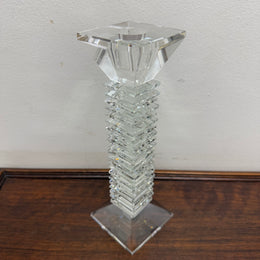 Vintage Medium Art Deco Revival Crystal Glass Candlestick