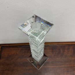 Vintage Medium Art Deco Revival Crystal Glass Candlestick