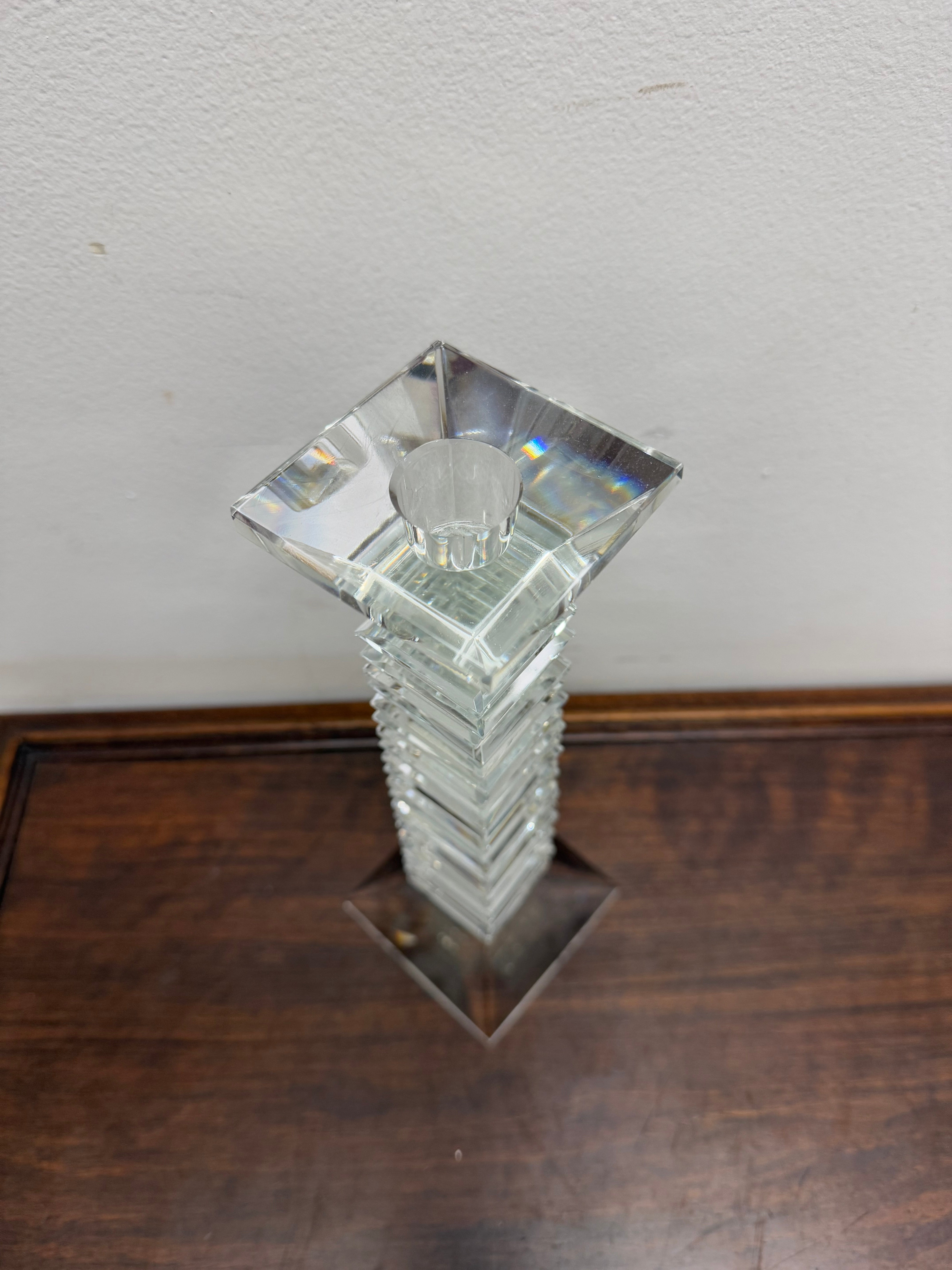 Vintage Medium Art Deco Revival Crystal Glass Candlestick | Antique & Vintage | Moonee Ponds Antiques | Australia Wide
