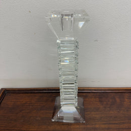 Vintage Medium Art Deco Revival Crystal Glass Candlestick