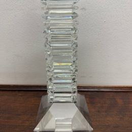 Vintage Large Art Deco Revival Crystal Glass Candlestick