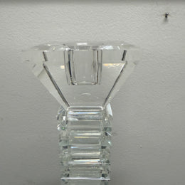 Vintage Large Art Deco Revival Crystal Glass Candlestick