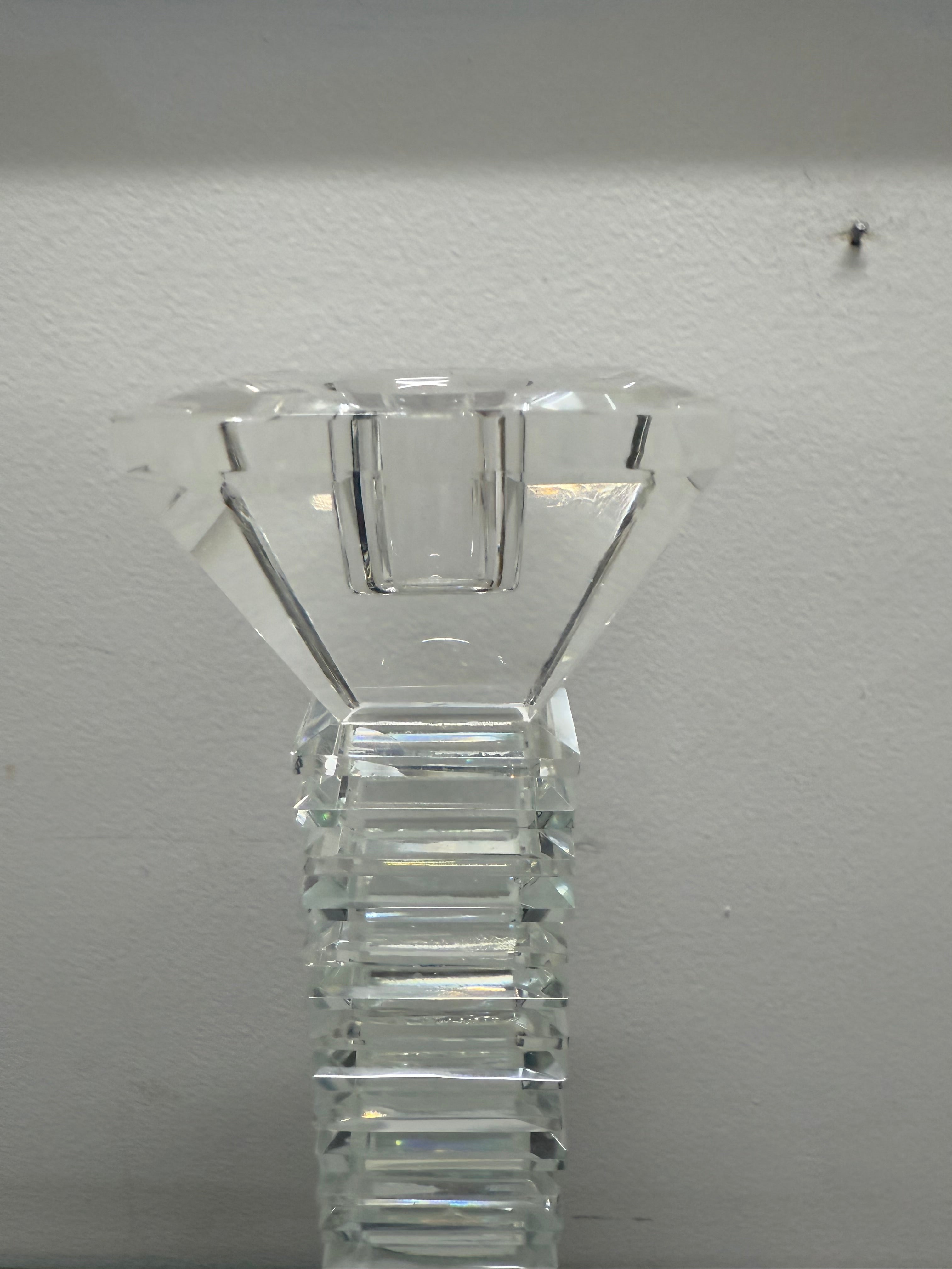 Vintage Large Art Deco Revival Crystal Glass Candlestick | Antique & Vintage | Moonee Ponds Antiques | Australia Wide