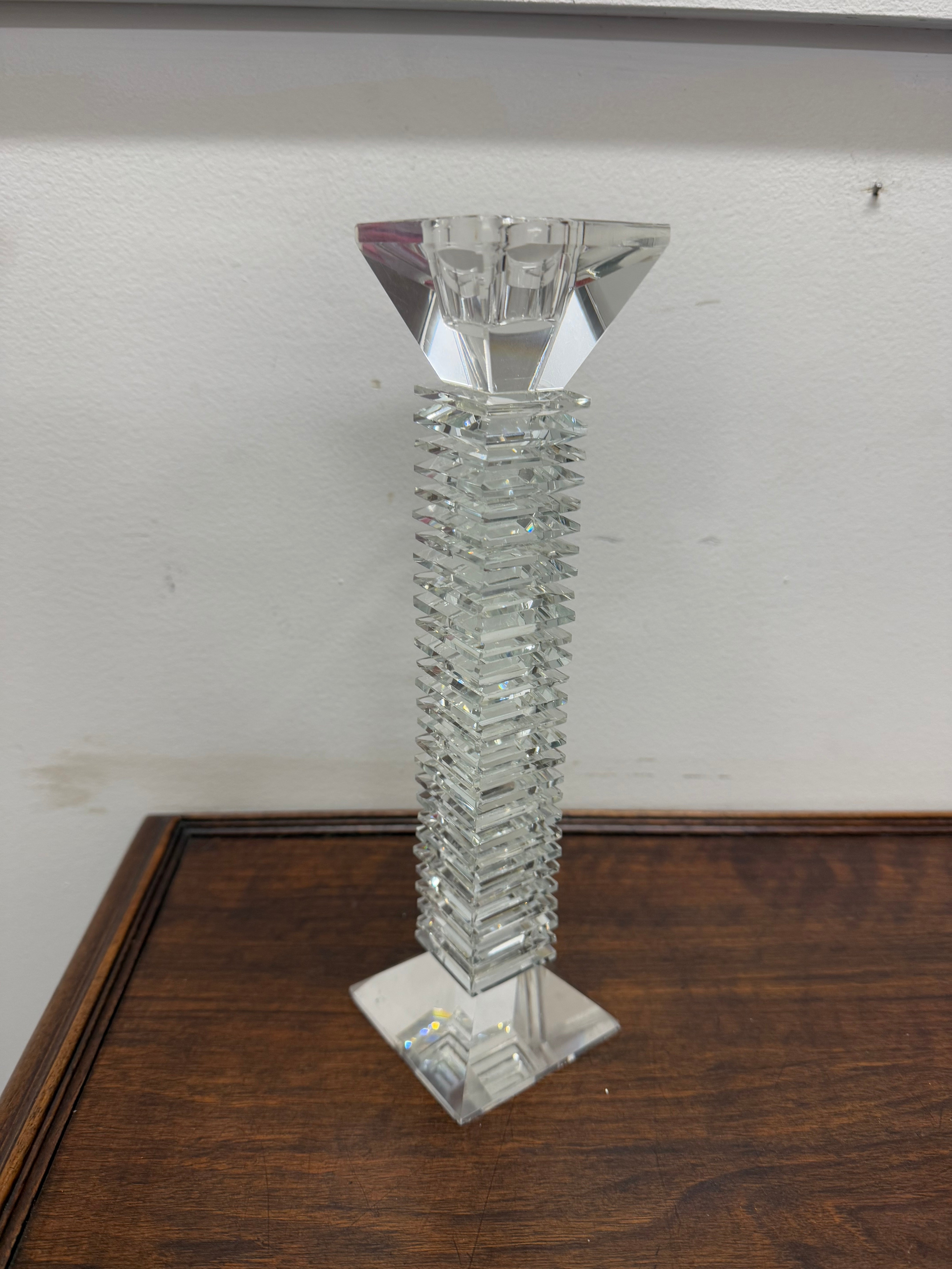 Vintage Large Art Deco Revival Crystal Glass Candlestick | Antique & Vintage | Moonee Ponds Antiques | Australia Wide