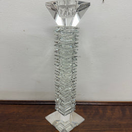 Vintage Large Art Deco Revival Crystal Glass Candlestick