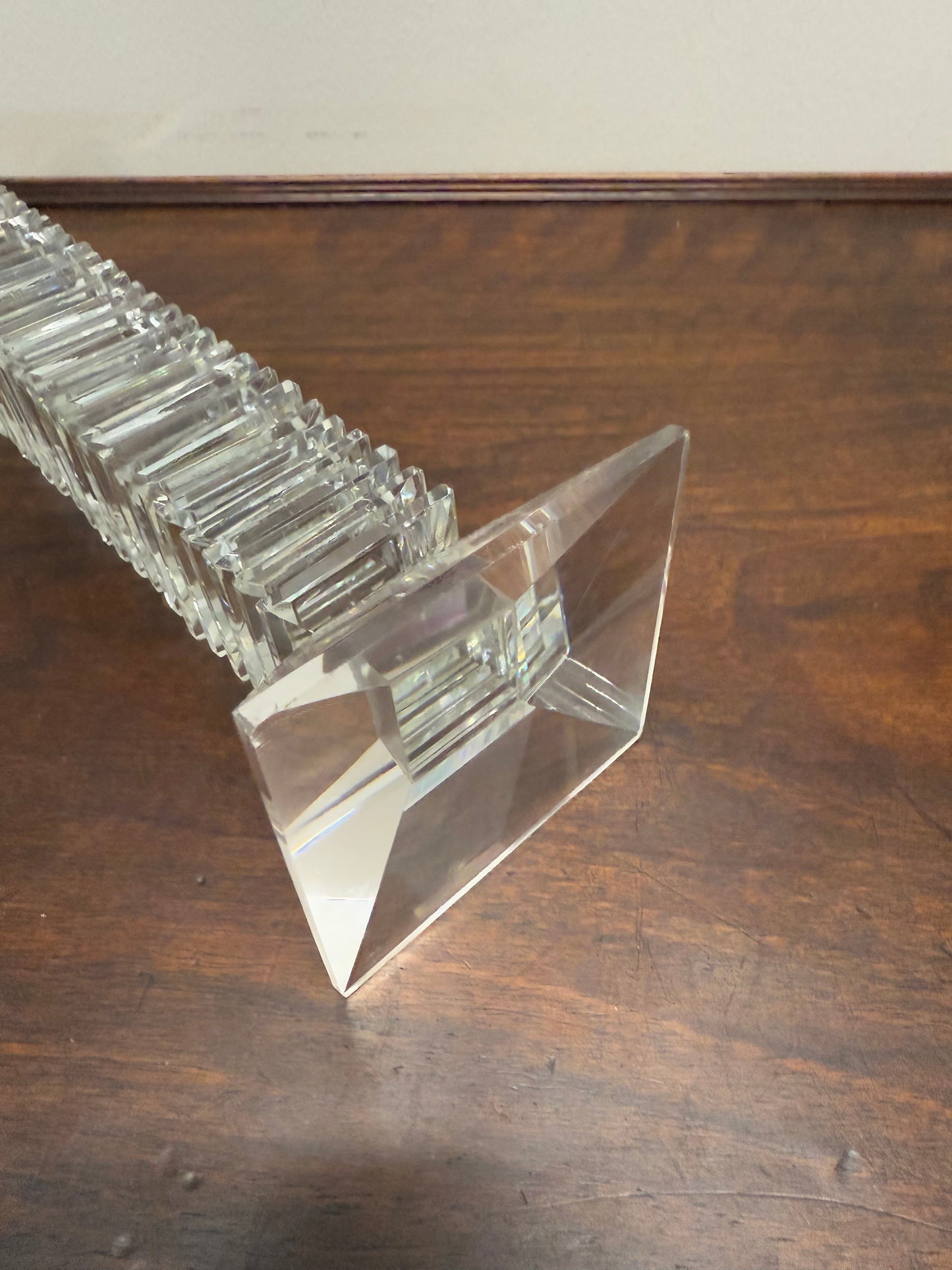 Vintage Large Art Deco Revival Crystal Glass Candlestick