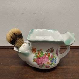 Vintage Floral Shaving Mug & Brush
