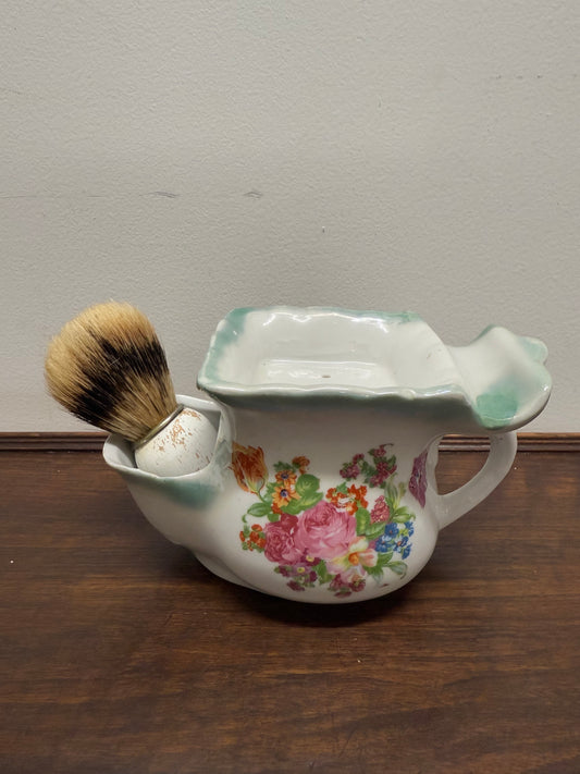 Vintage Floral Shaving Mug & Brush