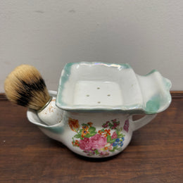 Vintage Floral Shaving Mug & Brush