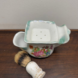 Vintage Floral Shaving Mug & Brush