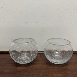 Stunning Pair of Crackle Glass Bowls