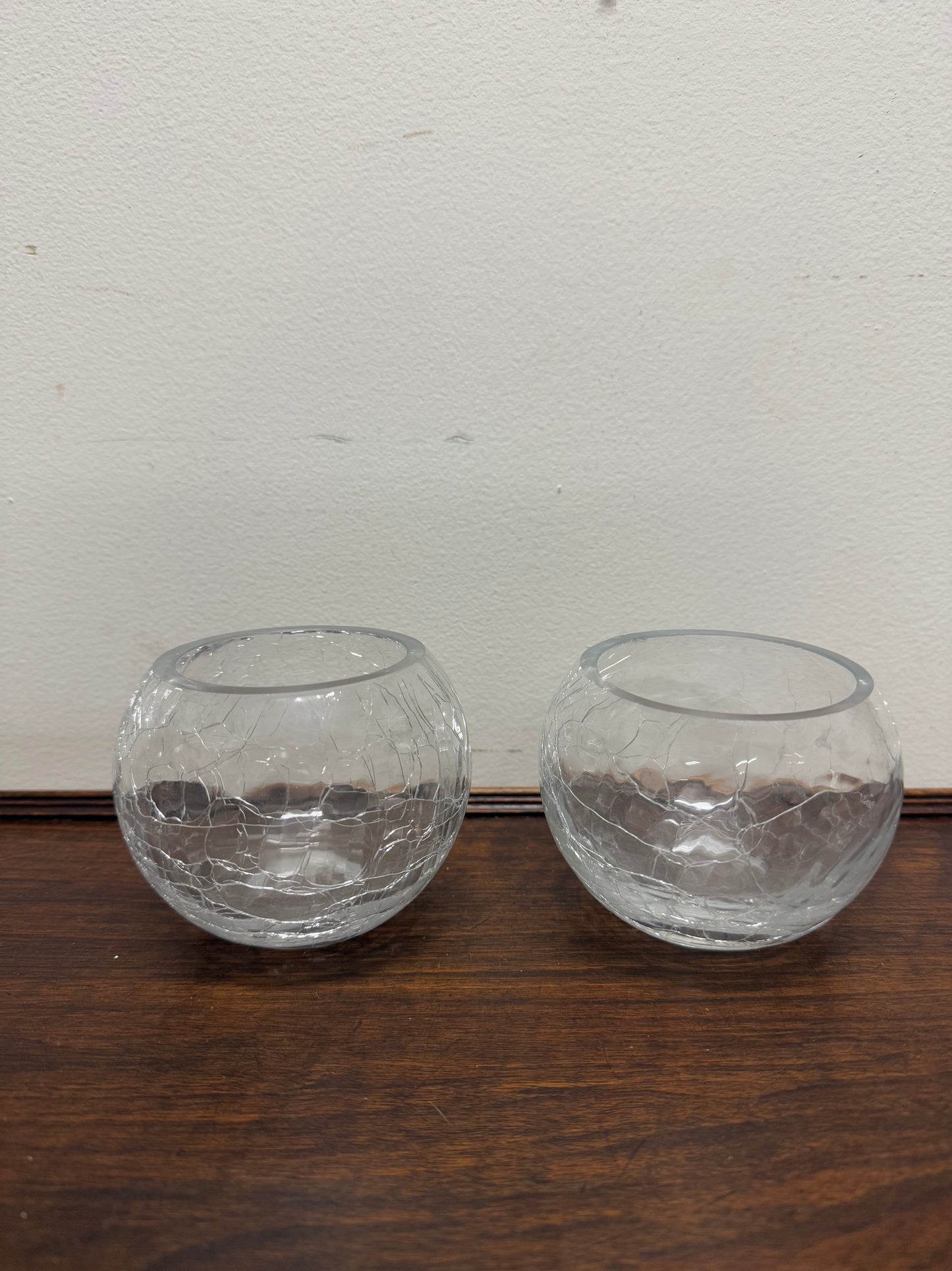 Stunning Pair of Crackle Glass Bowls