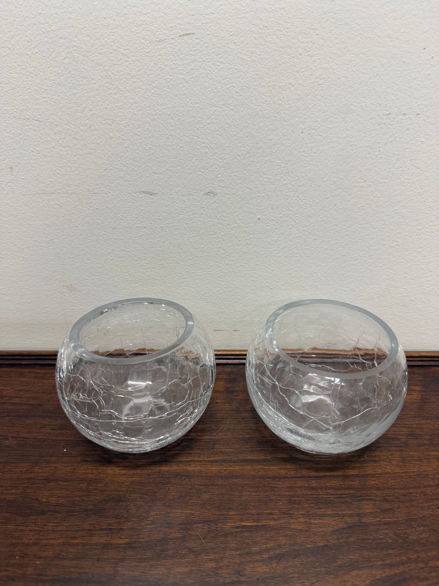 Stunning Pair of Crackle Glass Bowls