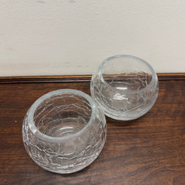 Stunning Pair of Crackle Glass Bowls