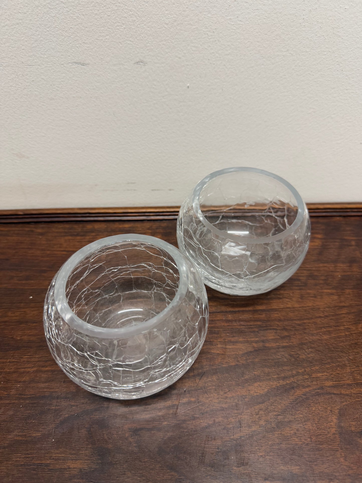 Stunning Pair of Crackle Glass Bowls