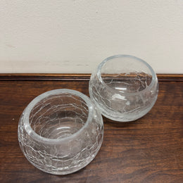 Stunning Pair of Crackle Glass Bowls