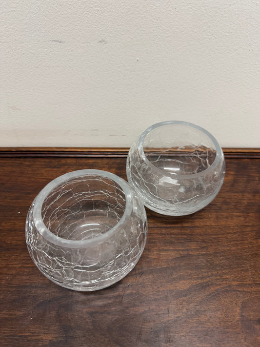 Stunning Pair of Crackle Glass Bowls