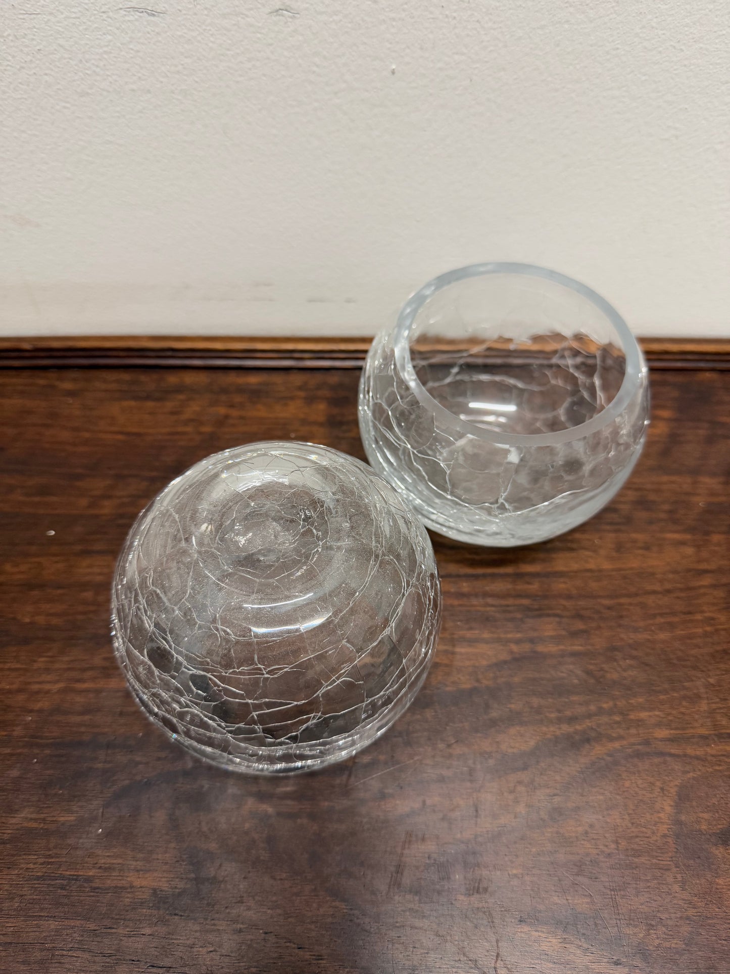 Stunning Pair of Crackle Glass Bowls