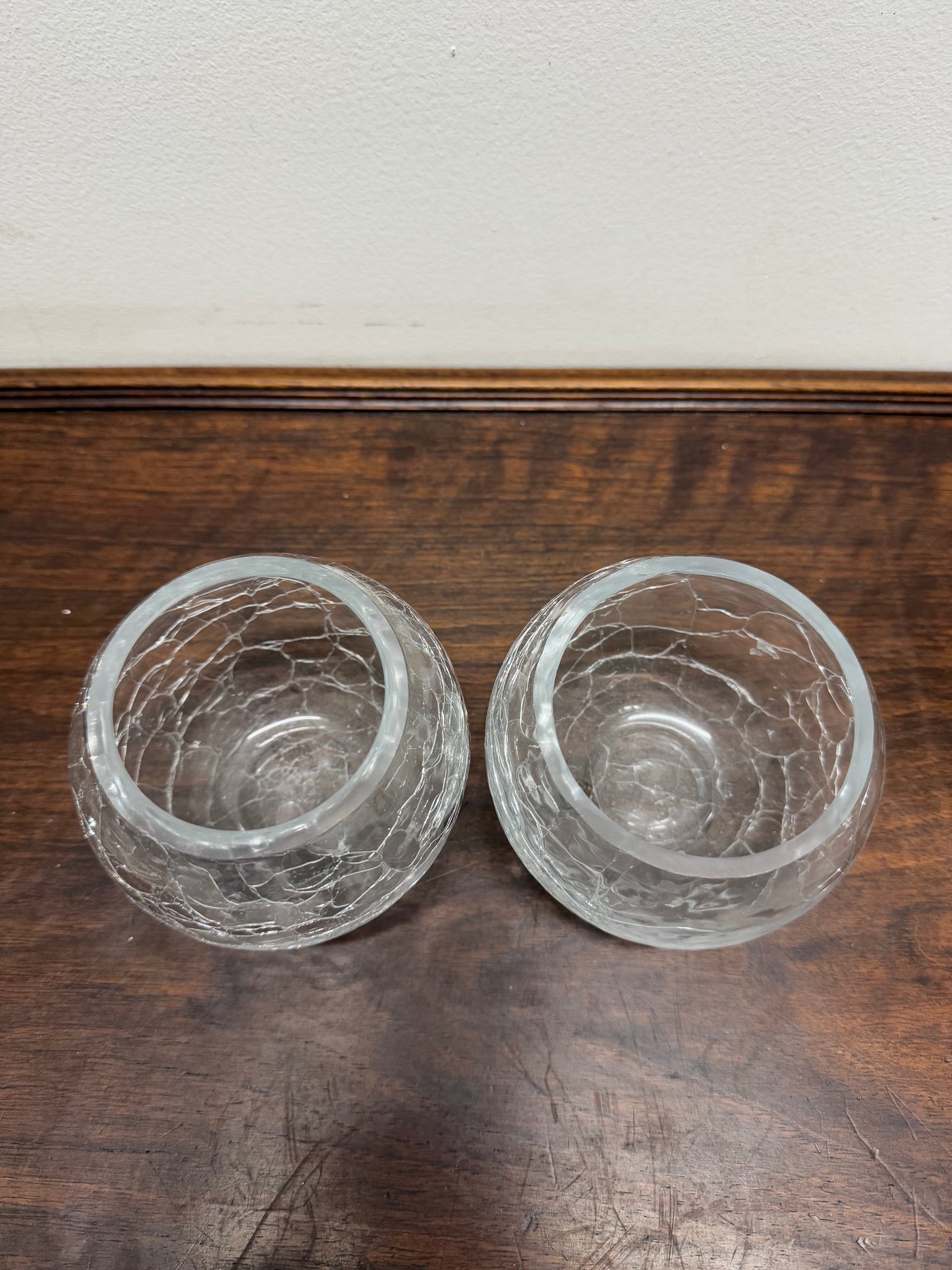 Stunning Pair of Crackle Glass Bowls