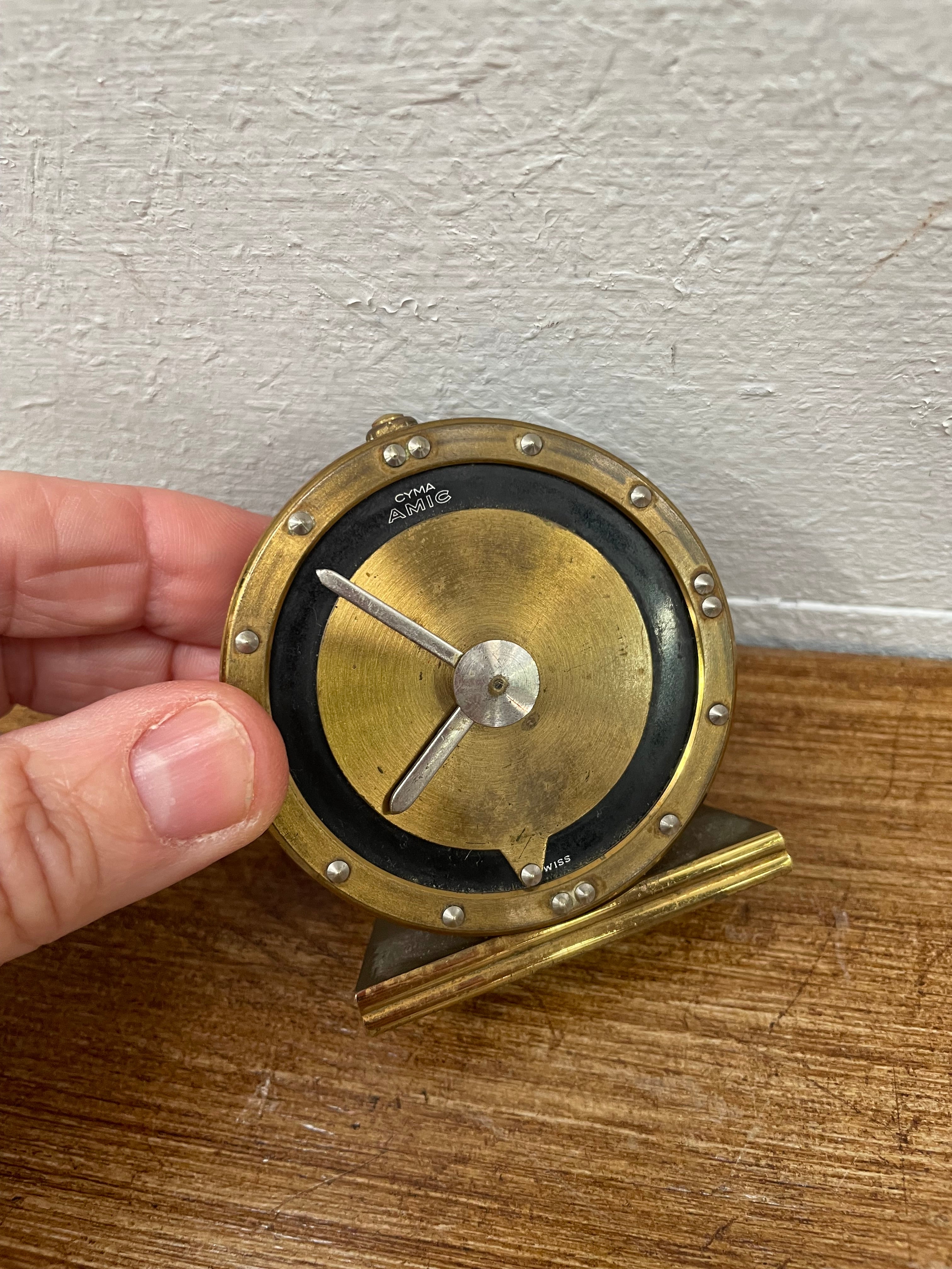 Cyma Amic Swiss Brass Travel/Desk Clock | Antique & Vintage | Moonee Ponds Antiques | Australia Wide Delivery