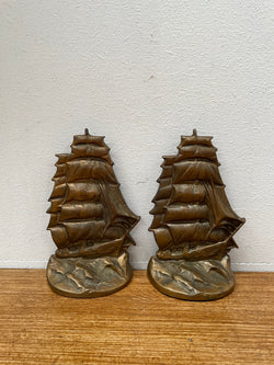Vintage Pair Bronze Ship Bookends | Antique & Vintage | Moonee Ponds Antiques | Australia Wide Delivery