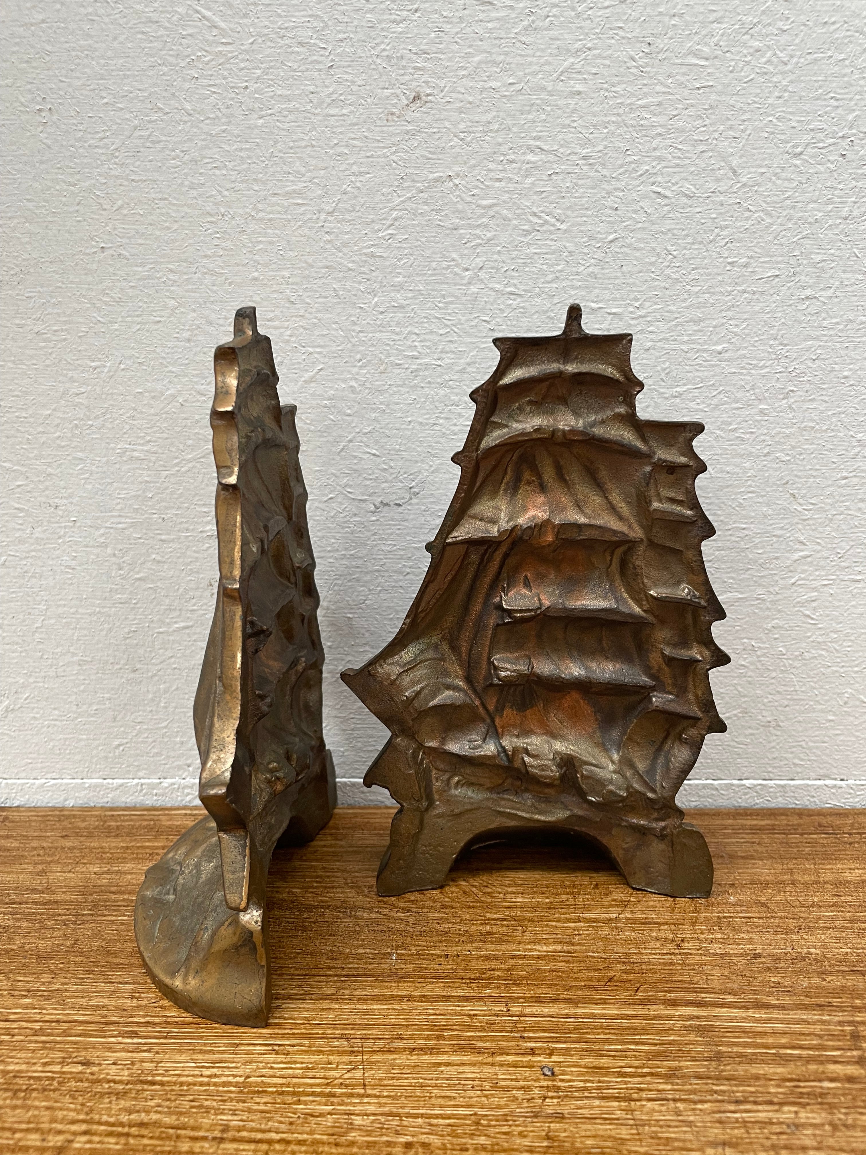 Vintage Pair Bronze Ship Bookends | Antique & Vintage | Moonee Ponds Antiques | Australia Wide Delivery