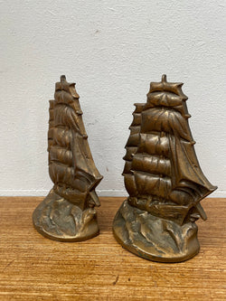Vintage Pair Bronze Ship Bookends | Antique & Vintage | Moonee Ponds Antiques | Australia Wide Delivery