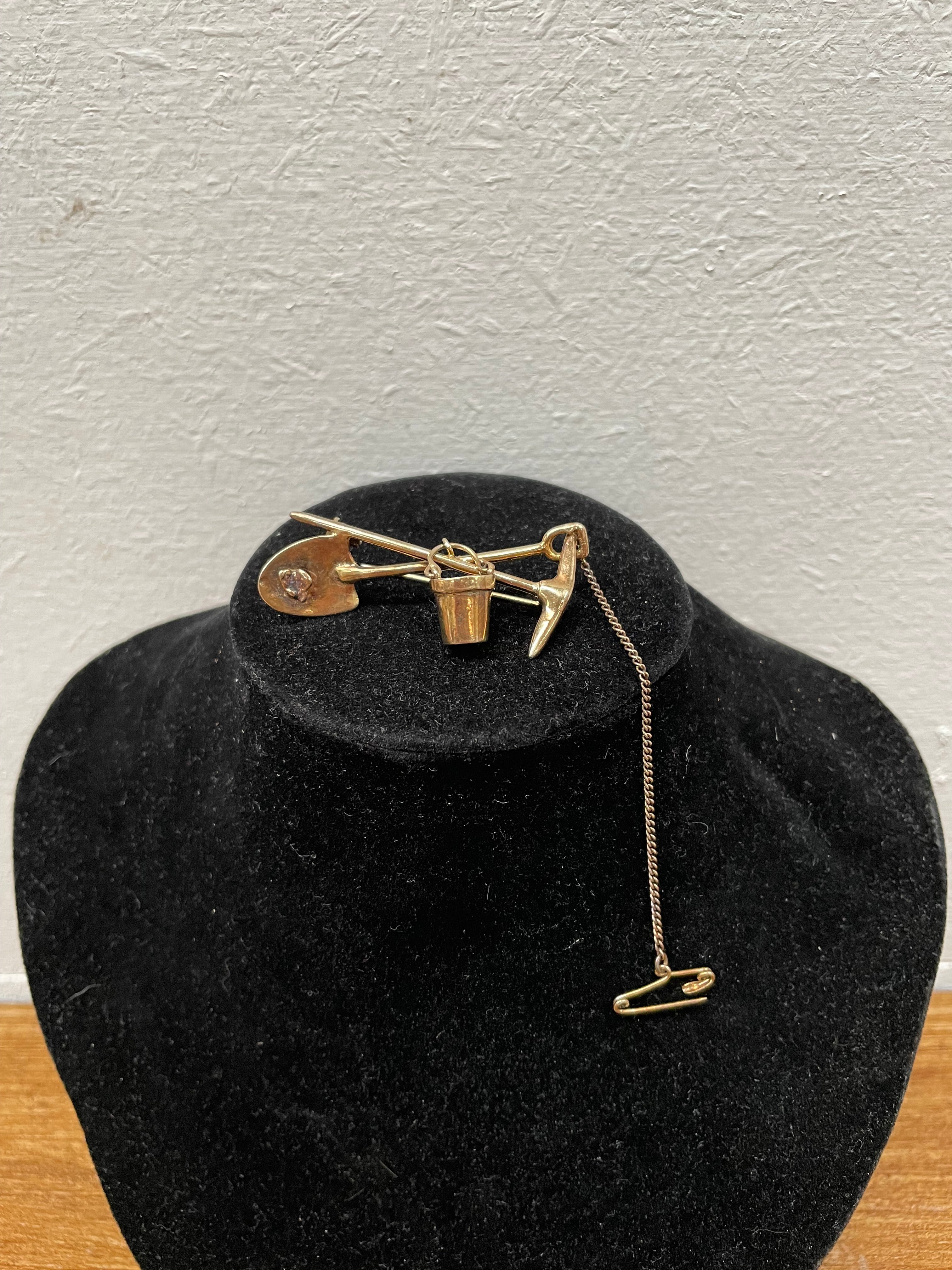 Vintage Silver Gilt Miners Brooch | Antique & Vintage | Moonee Ponds Antiques | Australia Wide Delivery