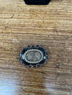 Early Victorian 12ct Gold Enamel & Seed Pearls Mourning Brooch | Antique & Vintage | Moonee Ponds Antiques | Australia Wide Delivery