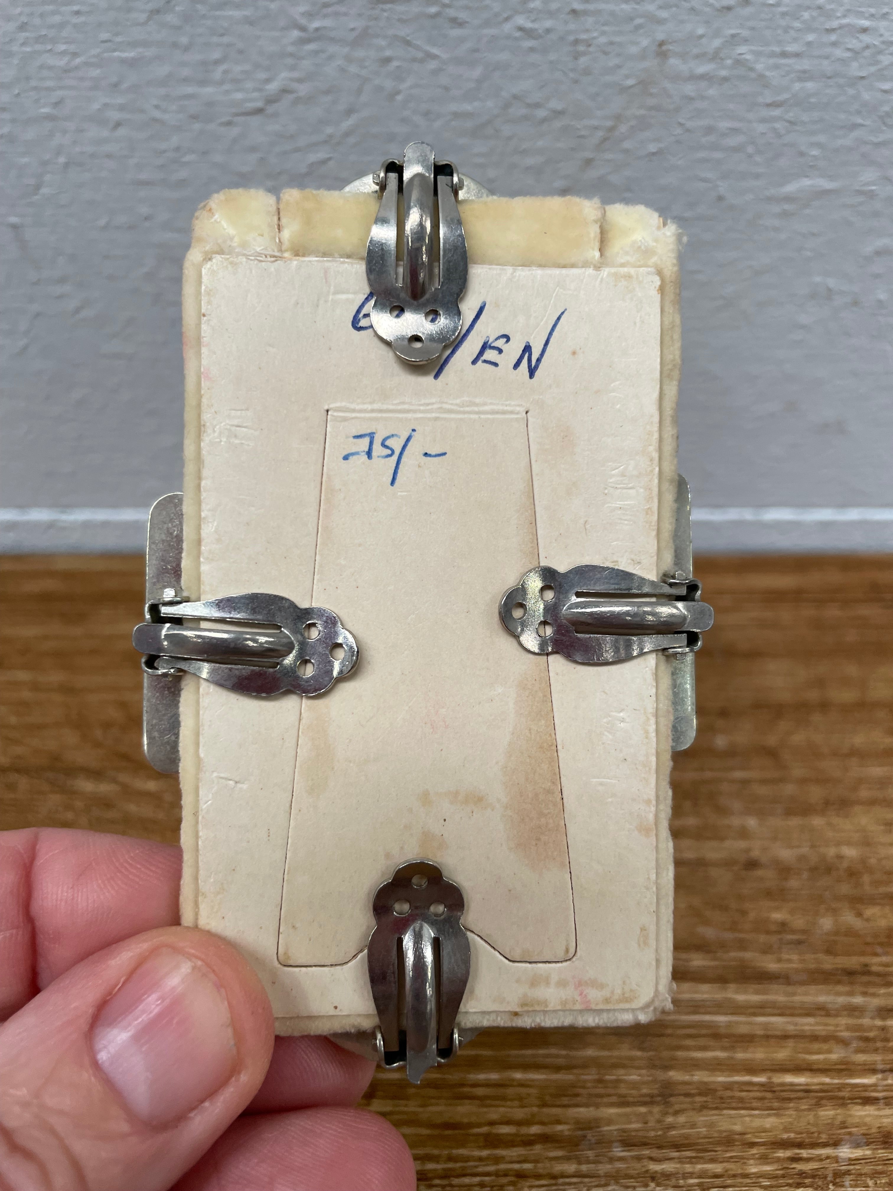 Mexico Abalone Shell & Alpaca Silver Clip Earrings (2 Pairs) | Antique & Vintage | Moonee Ponds Antiques | Australia Wide Delivery