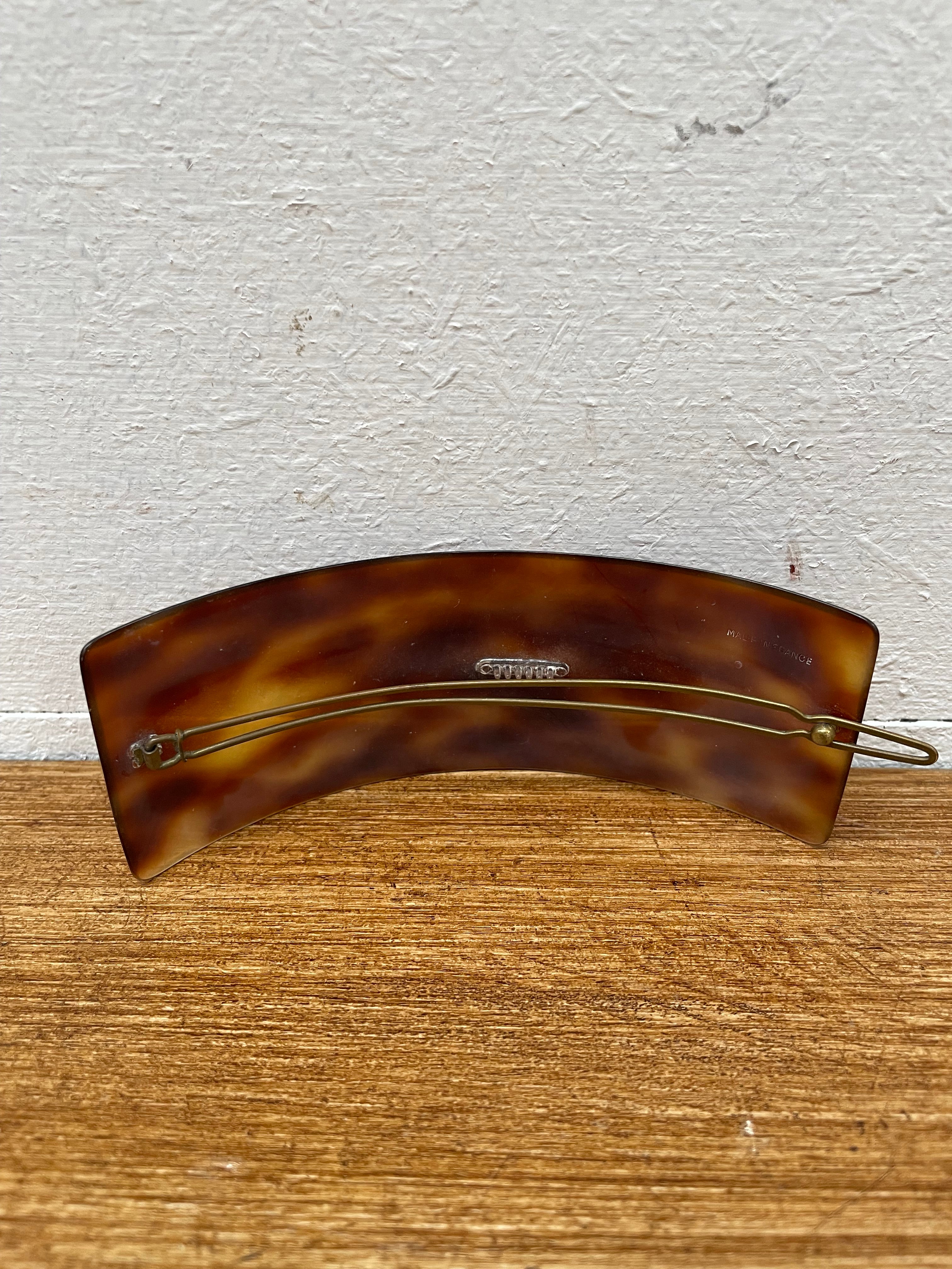 Large Vintage Faux Tortoiseshell French Barrette Hair Clip