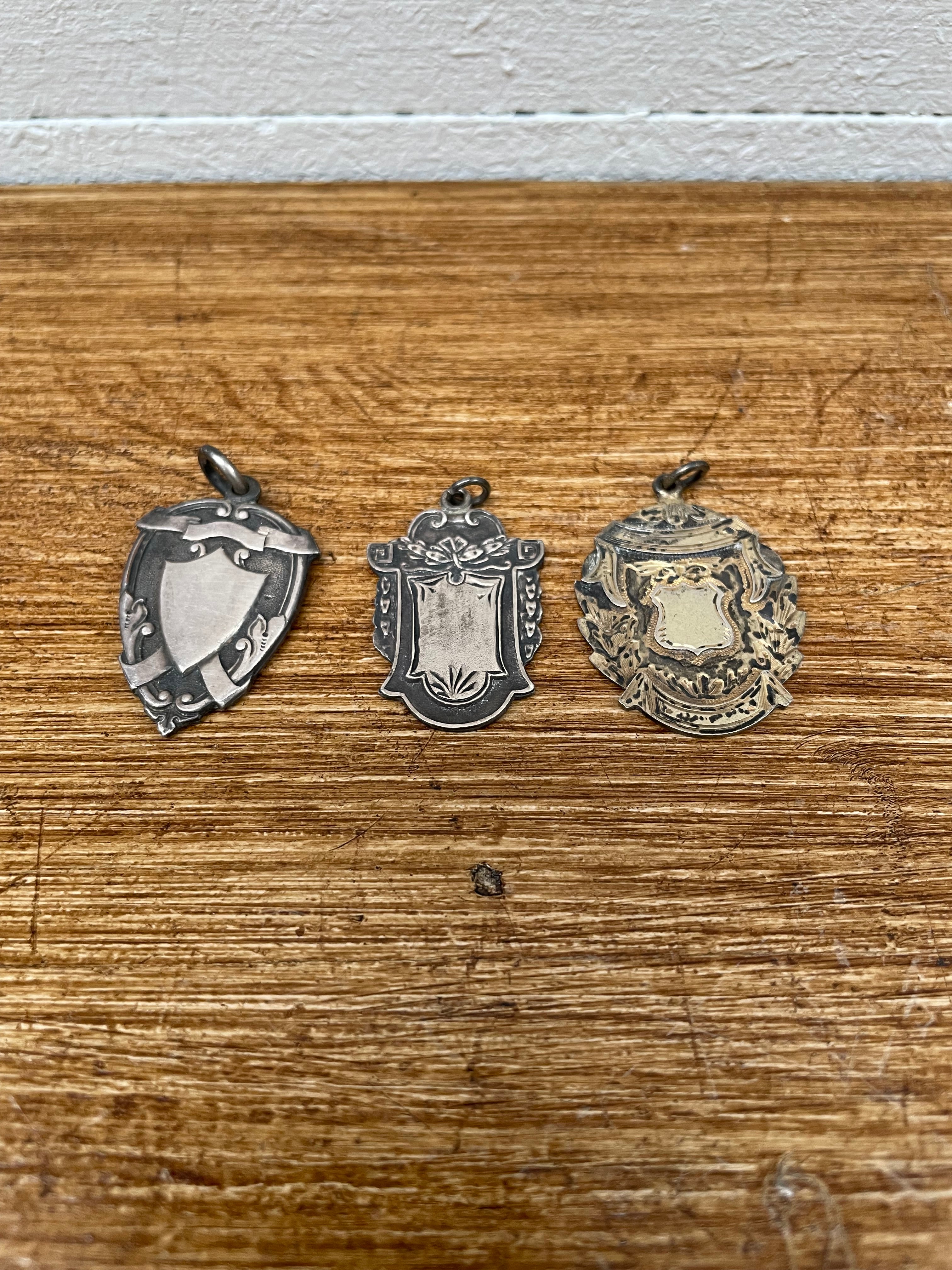 Antique Silver Shield Pendants