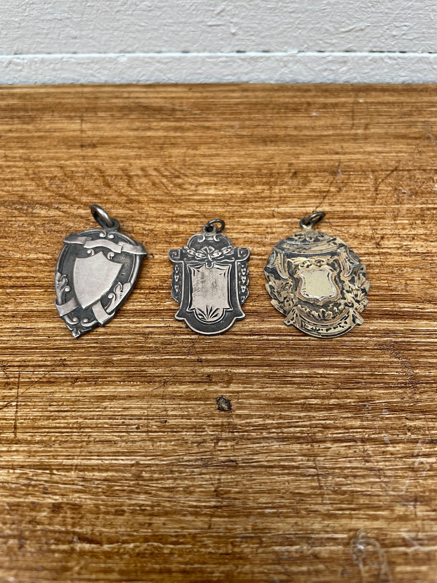 Antique Silver Shield Pendants