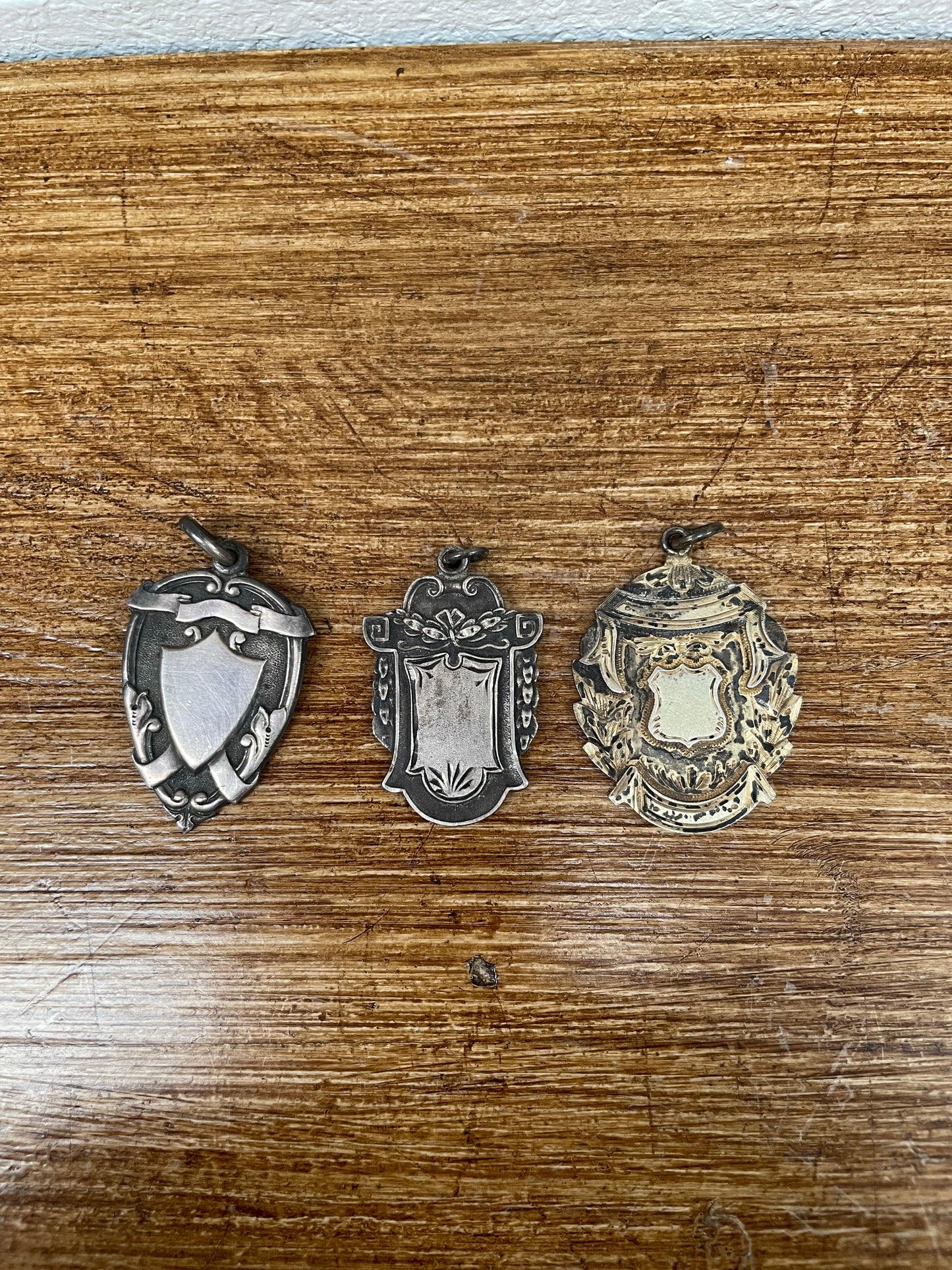 Antique Silver Shield Pendants