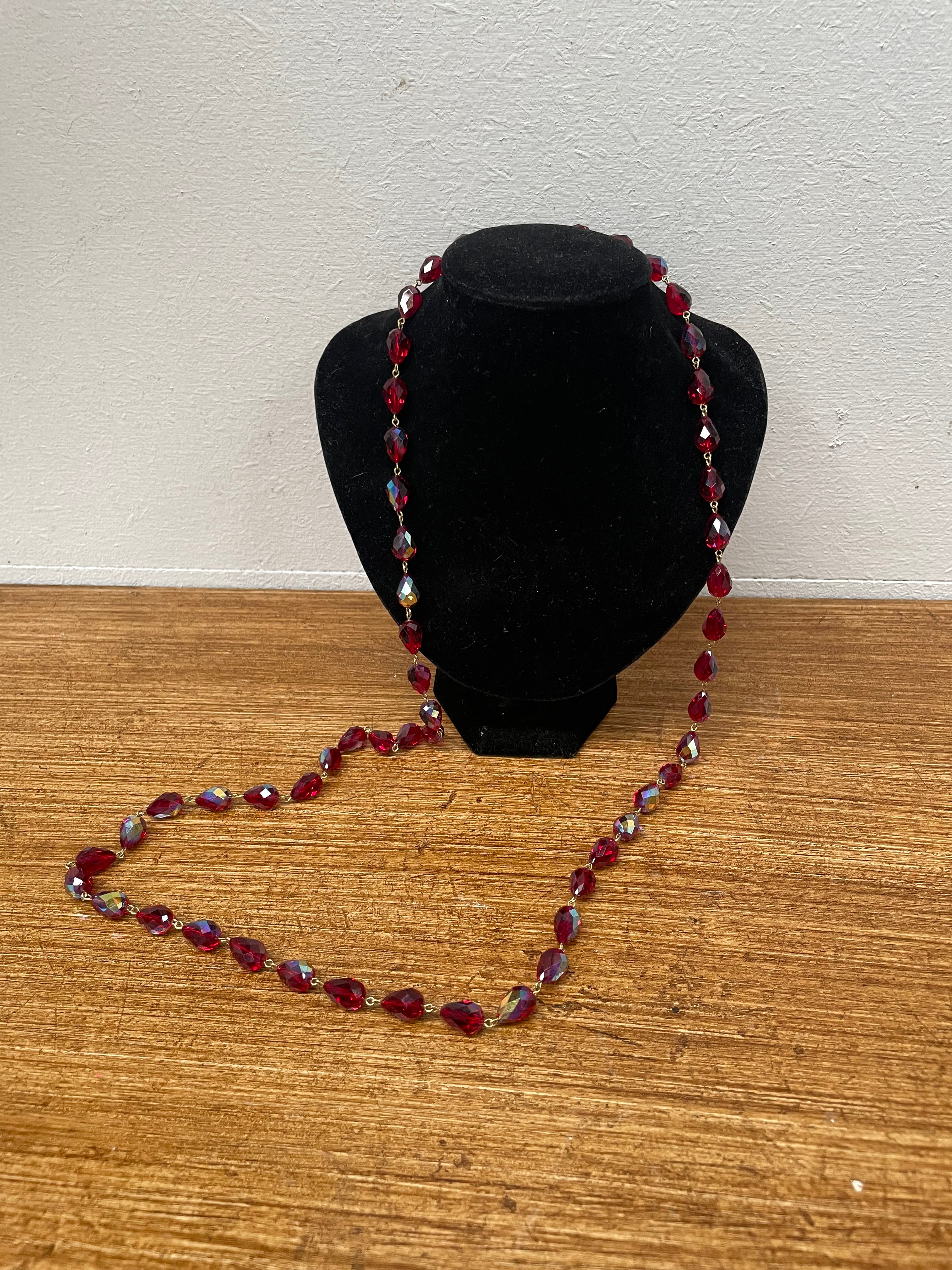 Vintage Ruby Iridescent Crystal Necklace | Antique & Vintage | Moonee Ponds Antiques | Australia Wide Delivery
