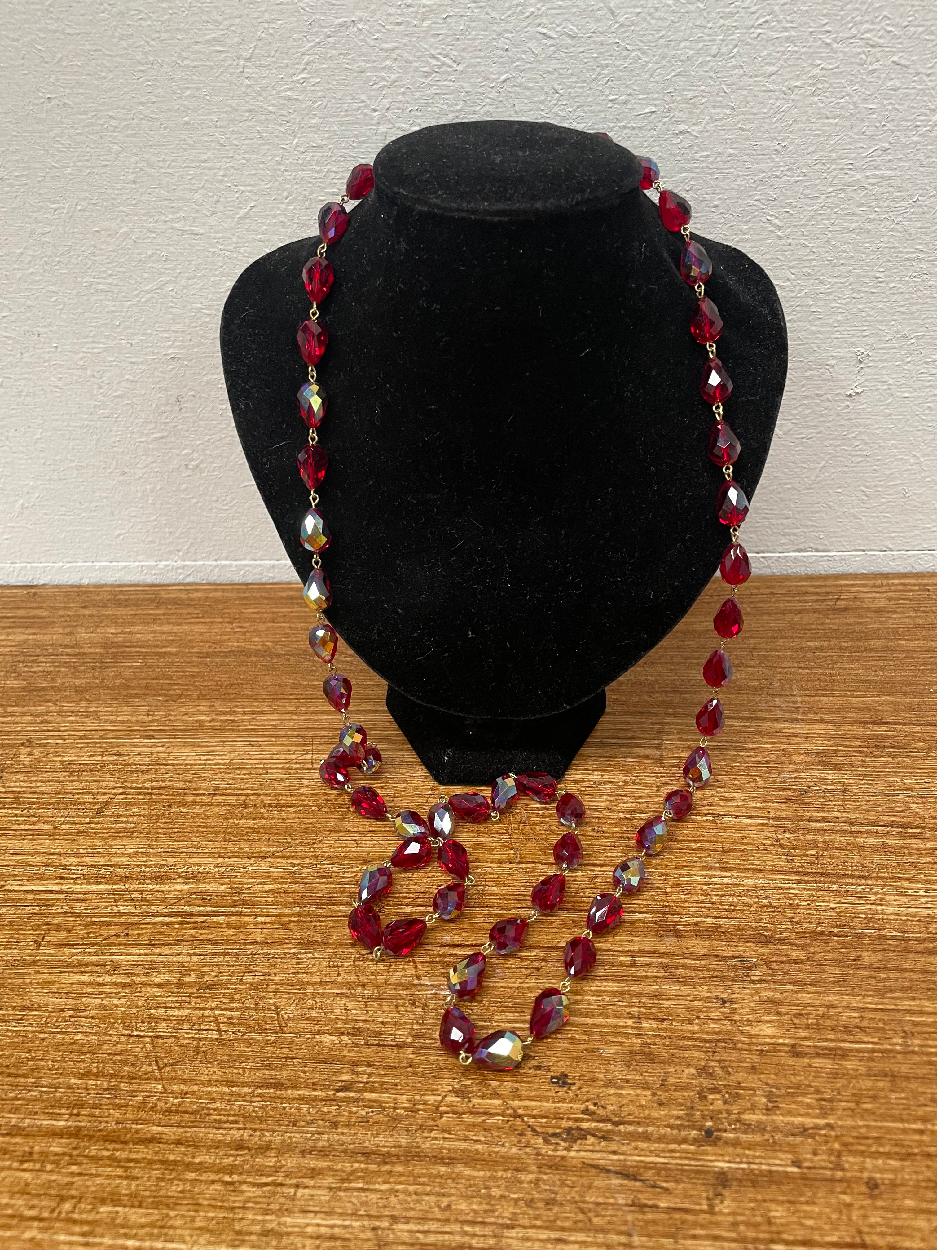 Vintage Ruby Iridescent Crystal Necklace | Antique & Vintage | Moonee Ponds Antiques | Australia Wide Delivery