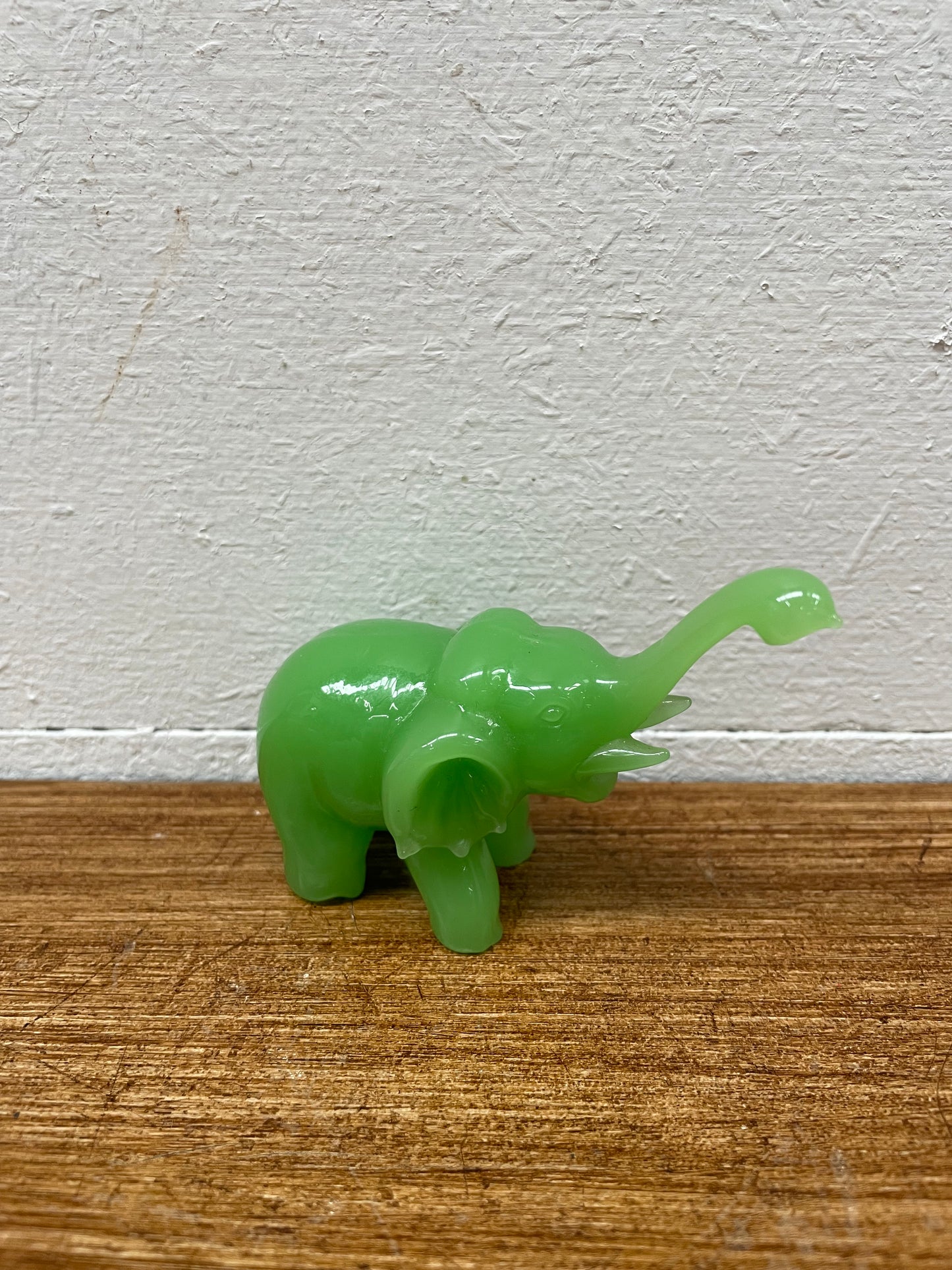 Vintage Jade Green Peking Glass Elephant Figure