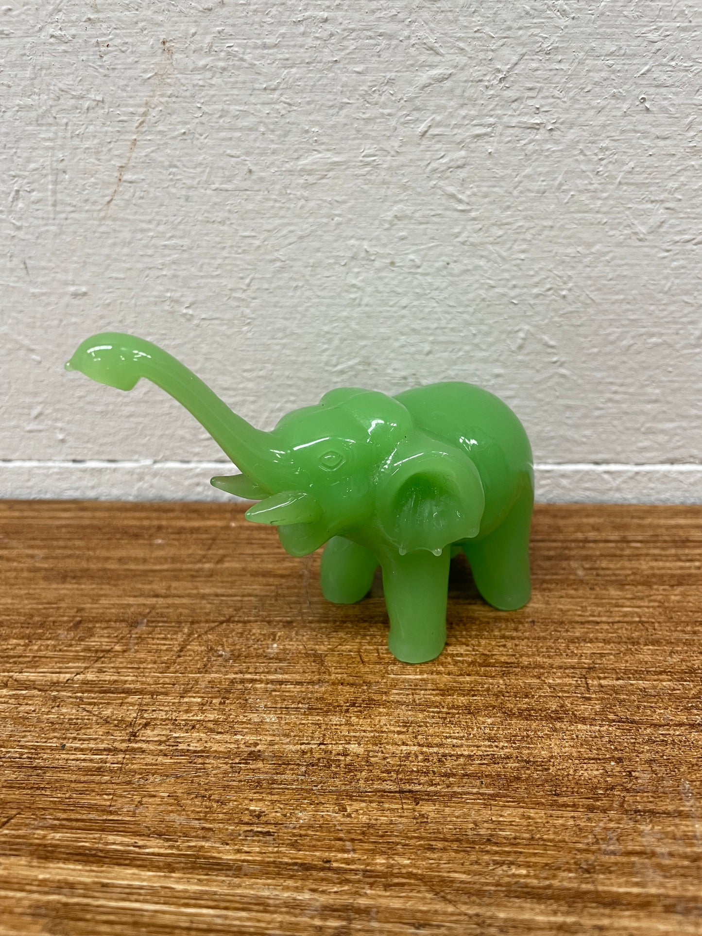 Vintage Jade Green Peking Glass Elephant Figure