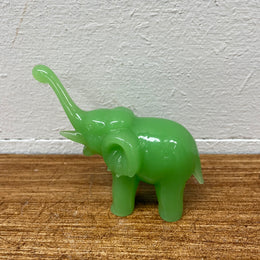 Vintage Jade Green Peking Glass Elephant Figure