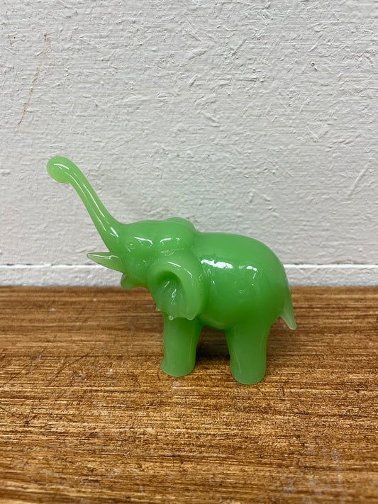 Vintage Jade Green Peking Glass Elephant Figure